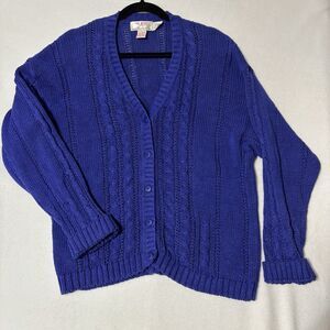AMERICAN WEEKEND Vintage 80s Cardigan Sweater Women’s L Blue